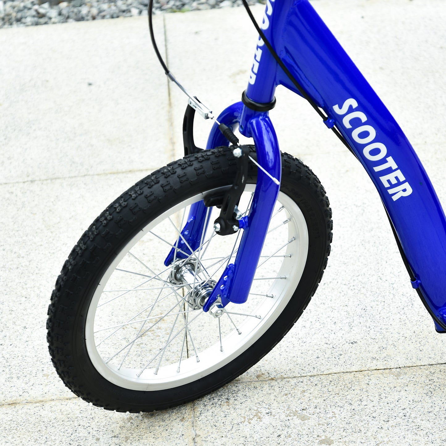 Kids Ride On Kick Scooter, Blue, Adjustable Handlebar, Dual Brakes, Inflatable Wheels, For Ages 5