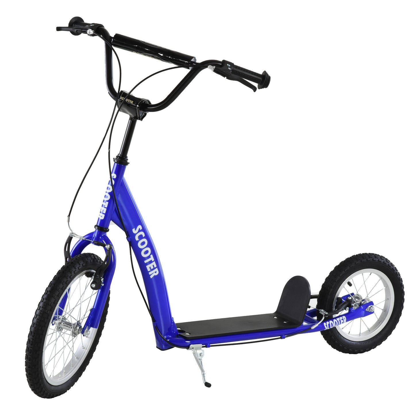 Kids Ride On Kick Scooter, Blue, Adjustable Handlebar, Dual Brakes, Inflatable Wheels, For Ages 5
