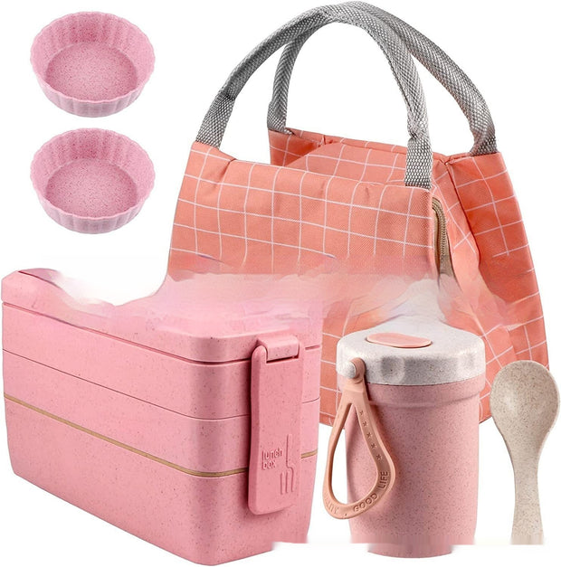 Amazon 8-piece Set Japanese Lunch Box Suit Thermal Bag Breakfast Soup Cups Bento Box Set Suit