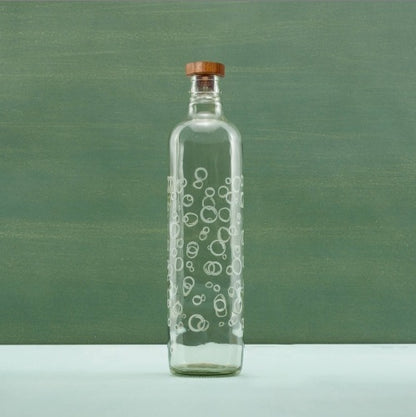 Bubbles Glass Water Bottle With Wooden Stopper