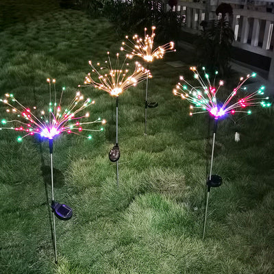 Ground-inserted firework LED Christmas lights for outdoor lawns
