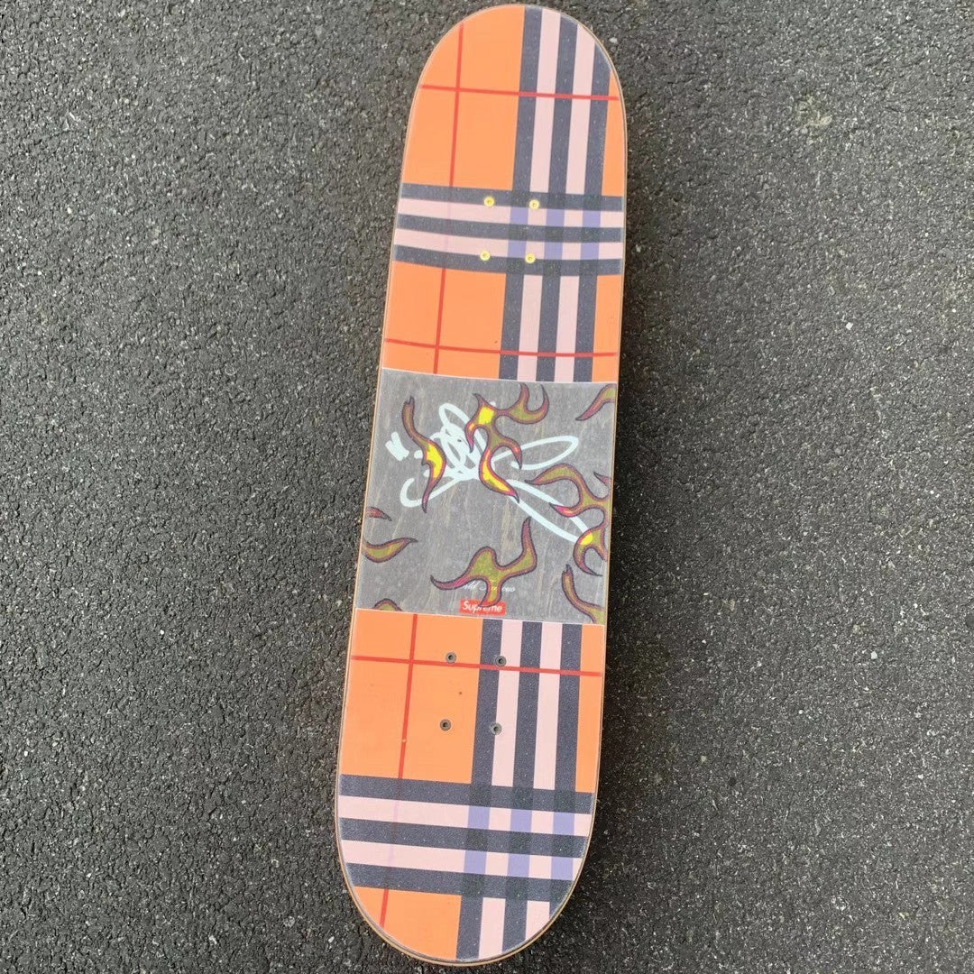 Brown Plaid Sandpaper Skateboard Sandpaper Ins Same Type Sandpaper Double Warped Longboard Diy