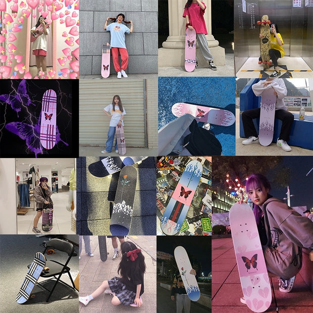 Brown Plaid Sandpaper Skateboard Sandpaper Ins Same Type Sandpaper Double Warped Longboard Diy