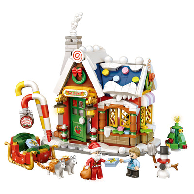 Christmas house building blocks toy