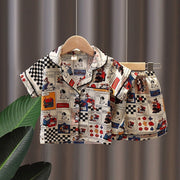 Pajamas Boy Summer Short-Sleeved Ice Silk Girl Thin Section Middle And Small Children Kids Home Service Baby Suit