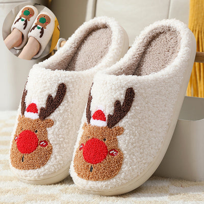 Christmas elk winter home slippers