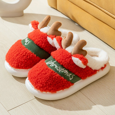 Christmas elk winter home slippers