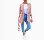 Solid Color Long-sleeved Lapel Slim-fit Blazer