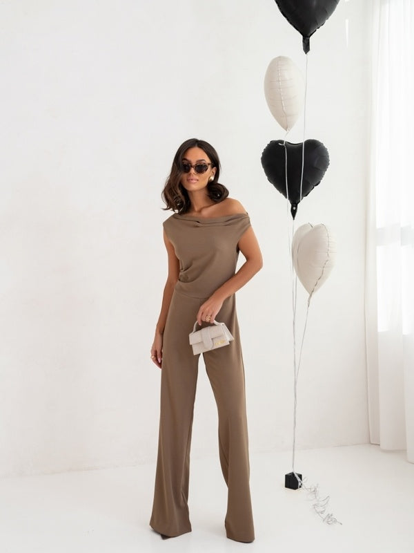 Sexy Jumpsuits For Women Falling Straps Business Rompers Elegant Straight Long Pants Rompers Fastened With A Zipper On The Side.