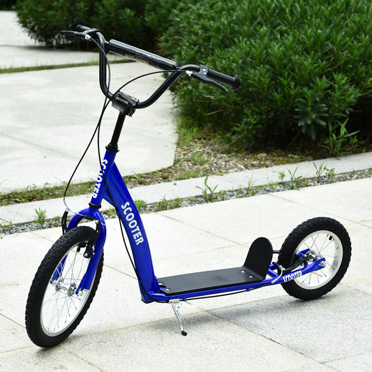 Kids Ride On Kick Scooter, Blue, Adjustable Handlebar, Dual Brakes, Inflatable Wheels, For Ages 5