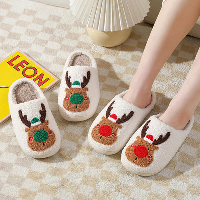 winter warm home Christmas elk cotton slippers
