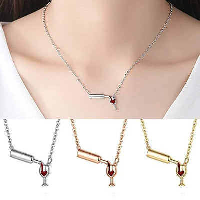 wine bottle cup pendant necklace for women