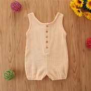 Baby Rompers Sleeveless Solid Color Cotton And Linen Rompers Baby Rompers