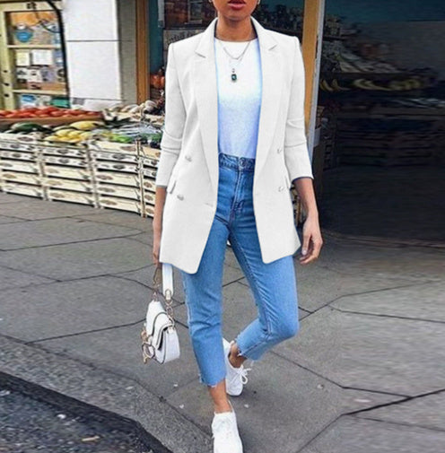 Solid Color Long-sleeved Lapel Slim-fit Blazer