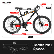 S26102 26 Inch Mountain Bike, Shimano 21 Speeds With Mechanical Disc Brakes, High-Carbon Steel Frame, Suspension Bikes Mountain Bicycle For Teenagers