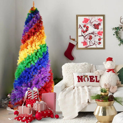 6ft unlit rainbow artificial Christmas tree with PVC tips