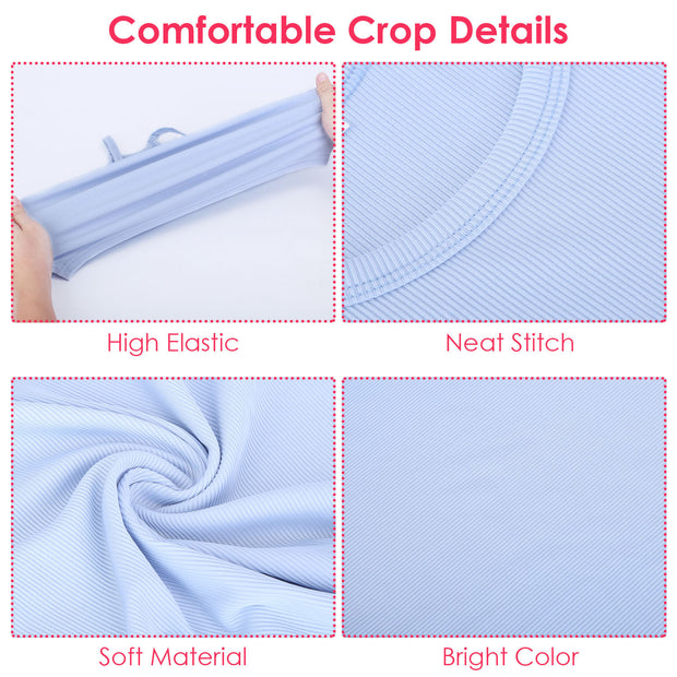 3 Pack Women Crop Basic Tank Top Ribbed Knit Sleeveless Round Neck 9 Color Machine Wash Summer Crop S To XL